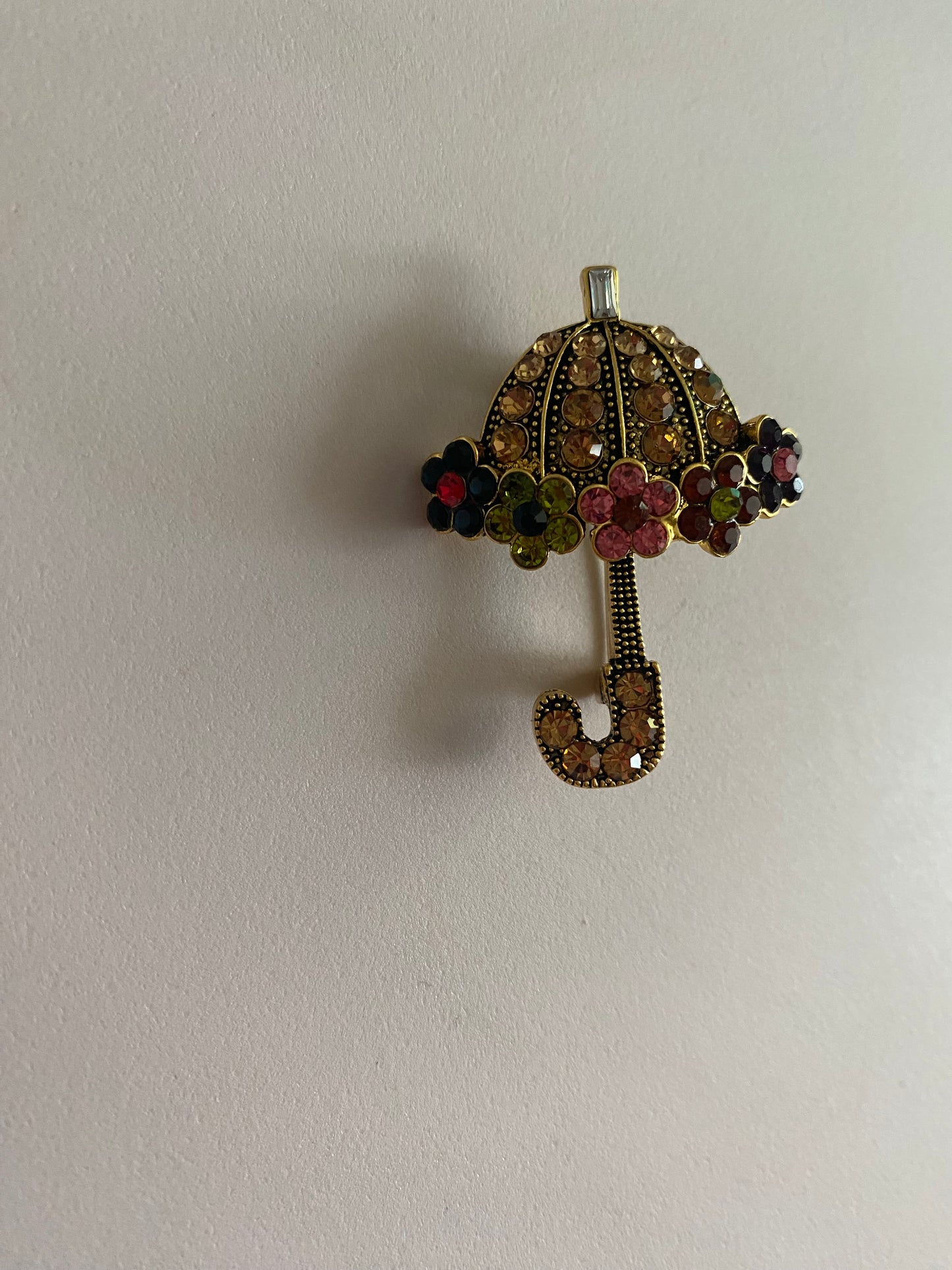 Taşlı Vintage Model Şemsiye Broş