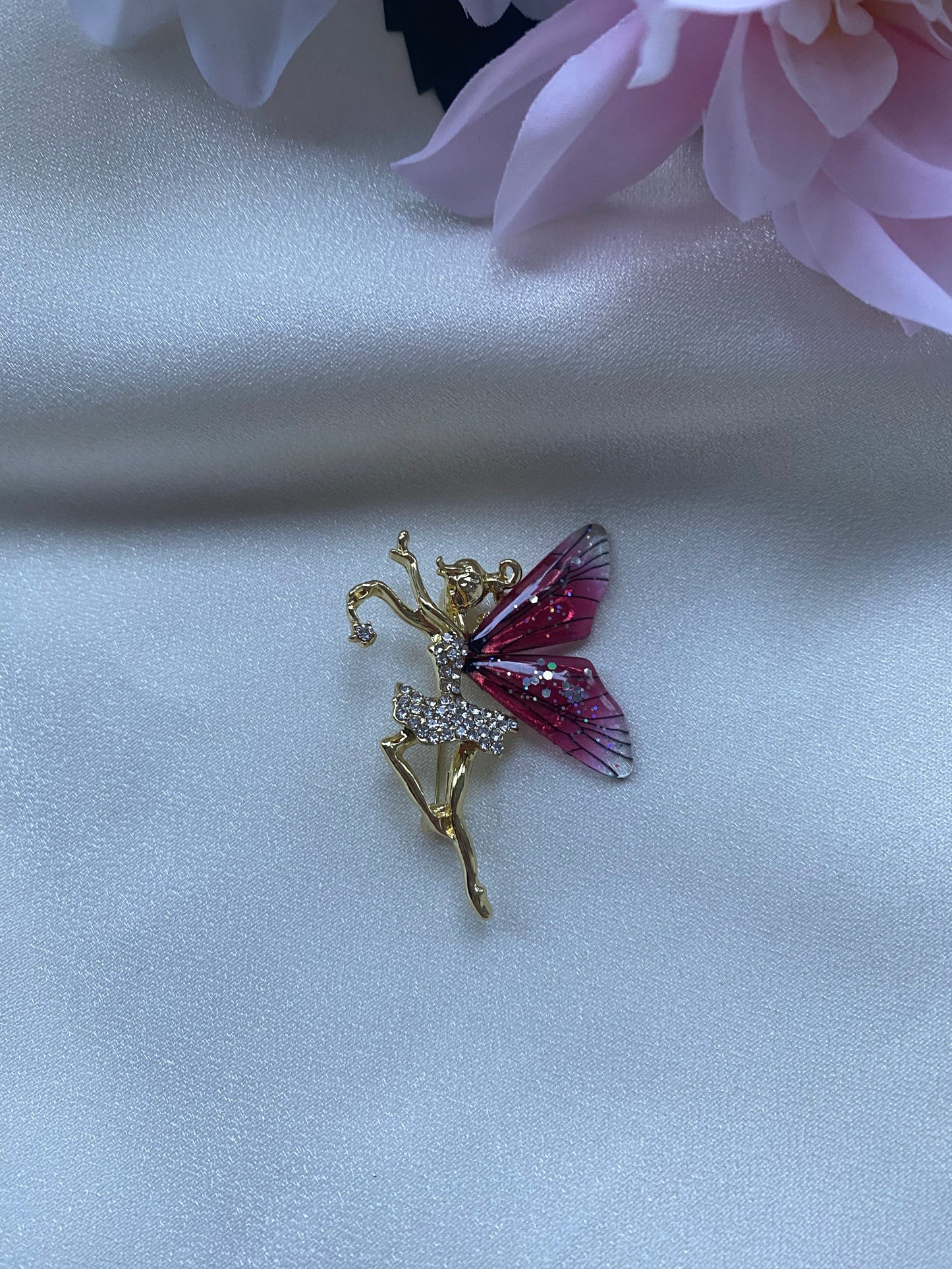 Pembe Kanatlı Peri Kızı Broş