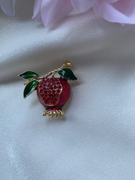 İçi Taşlı Nar Broş – Bereket Sembolü