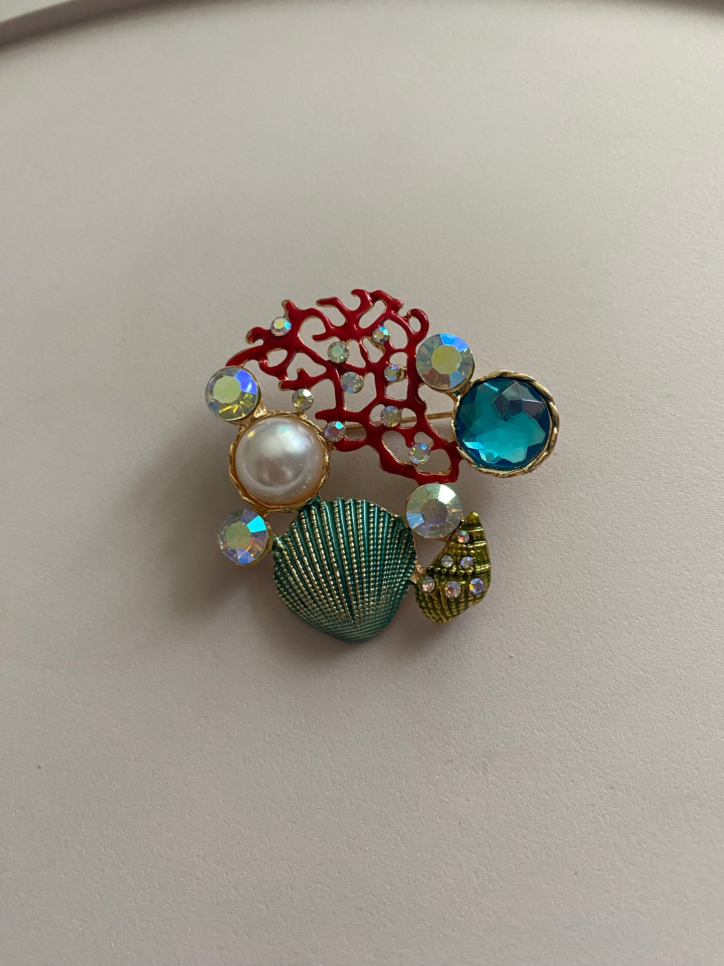 Deniz Kabuğu Mercan Broş