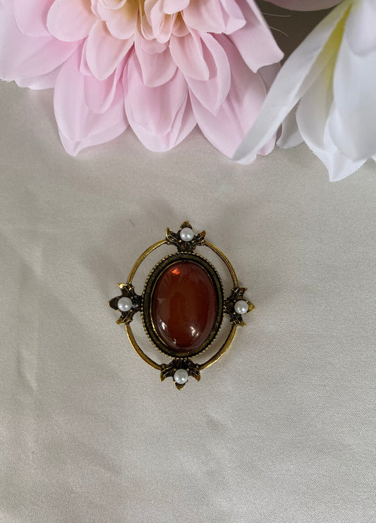 Kahverengi Vintage Broş