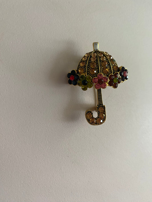 Taşlı Vintage Model Şemsiye Broş