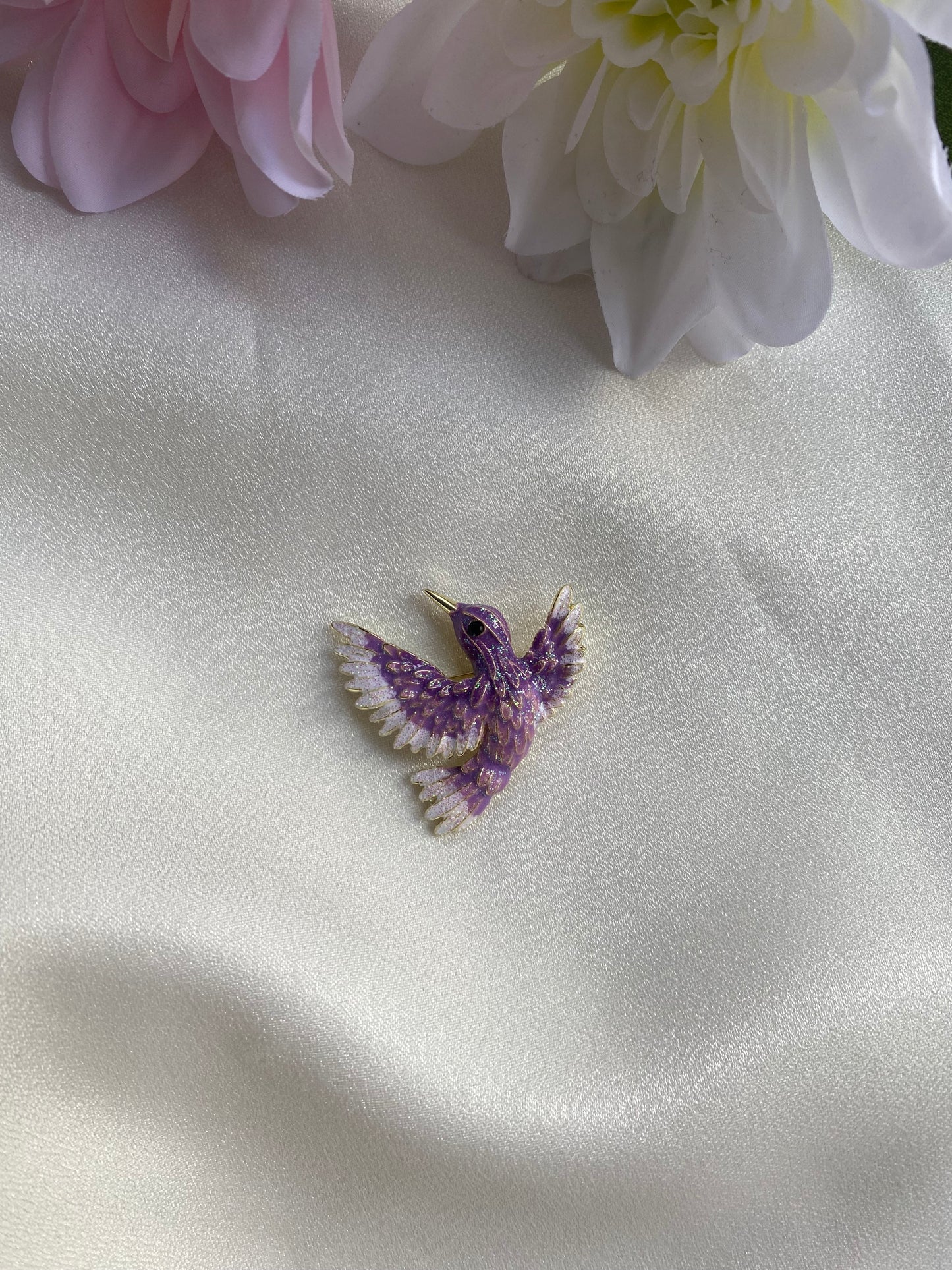 Mor Simli Kuş Broş