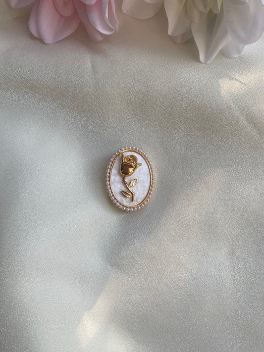 Vintage Tarz Sedefli Gül Broş