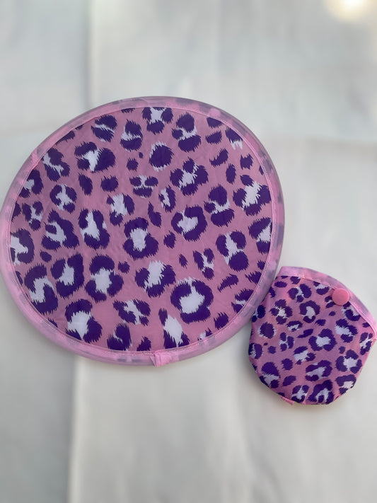Leopar Desenli Katlanabilir Cep Yelpaze