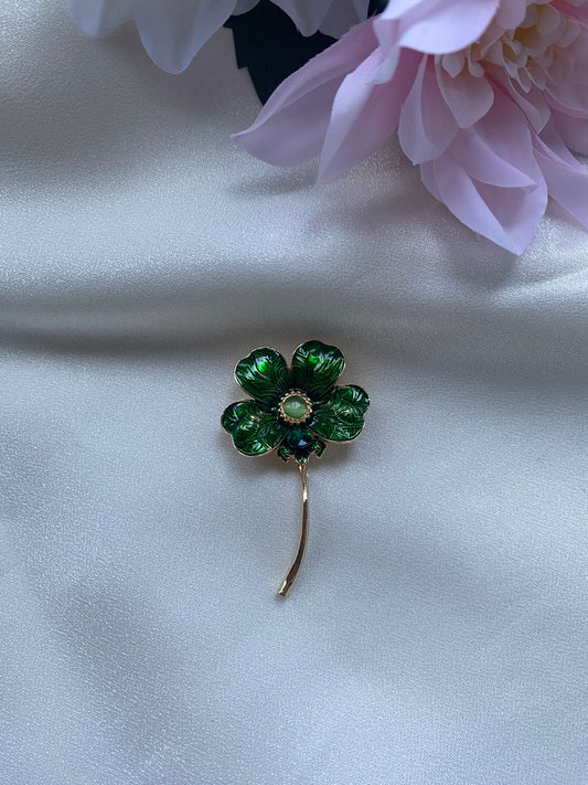 Yeşil Çiçek Broş
