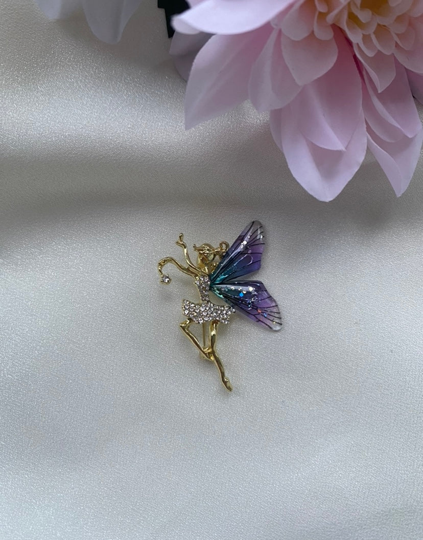 Mor Kanatlı Peri Kızı Broş