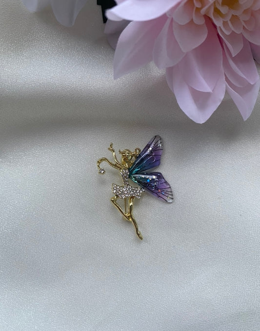 Mor Kanatlı Peri Kızı Broş