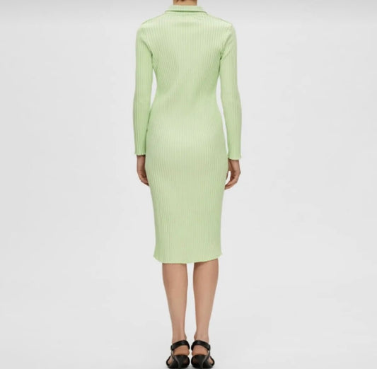 Yeşil Polo Yaka Midi Elbise