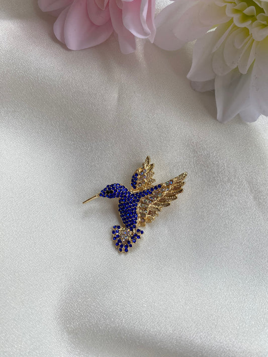 Mavi Taşlı Sinek Kuş Broş
