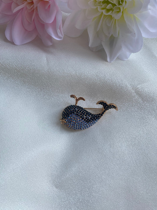 Taşlı Balina Balık Broş